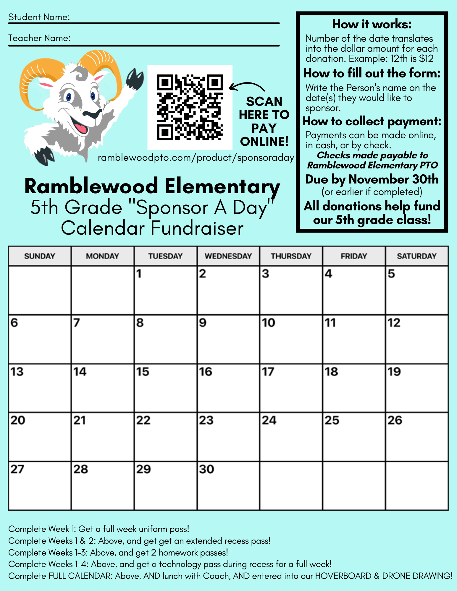 Sponsor A Day Calendar Fundraiser Template Free Printable Templates